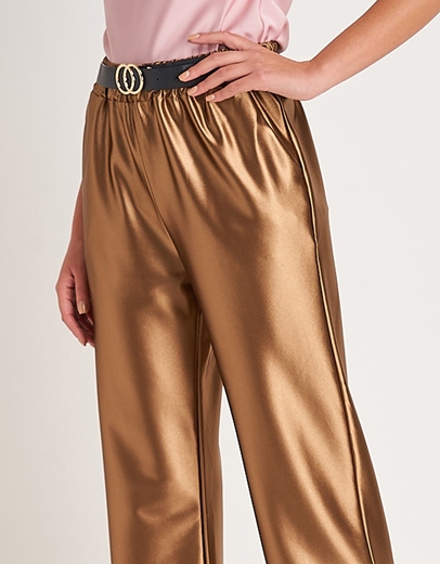 Εικόνα της Παντελόνι μεταλλιζέ με ζώνη Κάμελ