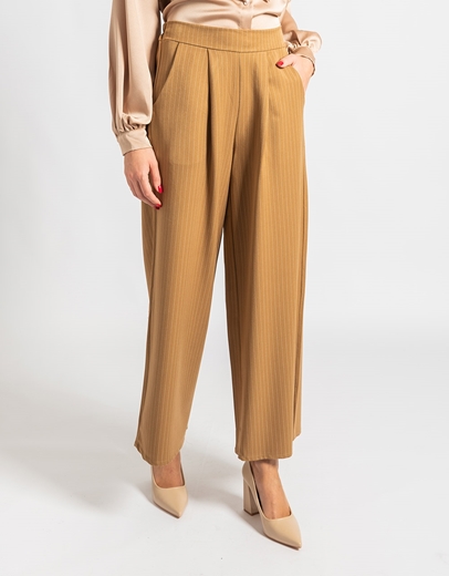 Εικόνα της Wide leg παντελόνι με λάστιχο στη μέση Κάμελ