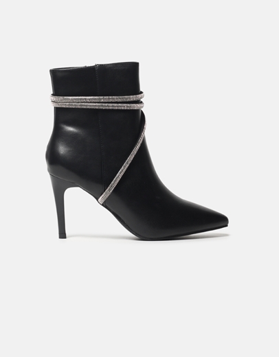 Εικόνα της Μποτάκια μυτερά με λεπτό τακούνι και strass Μαύρο