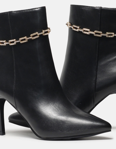 Εικόνα της Μποτάκια με αλυσίδα διακοσμημένη με strass Μαύρο
