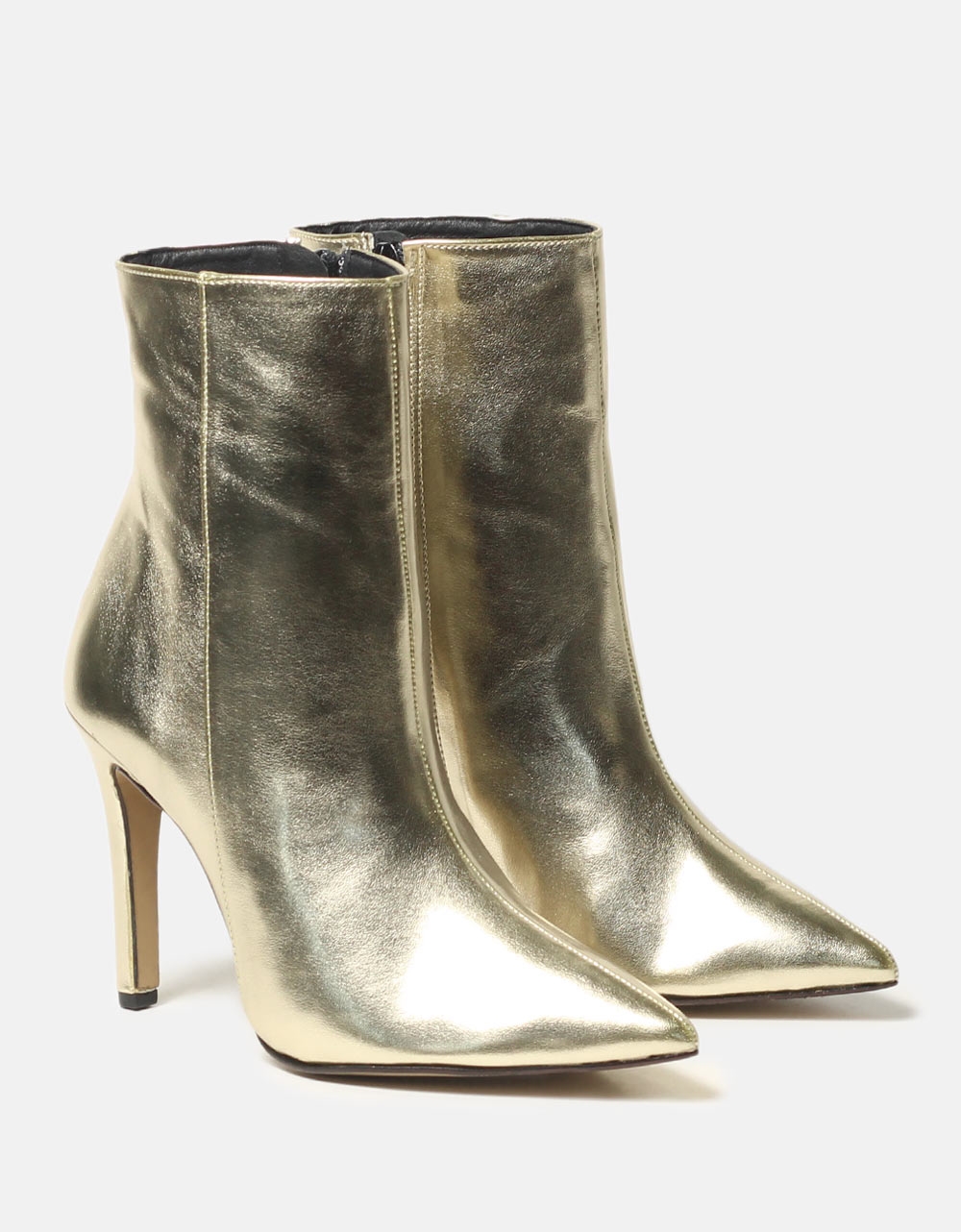 Εικόνα από Μυτερά μποτάκια Ελληνικής κατασκευής με λεπτό τακούνι Χρυσό