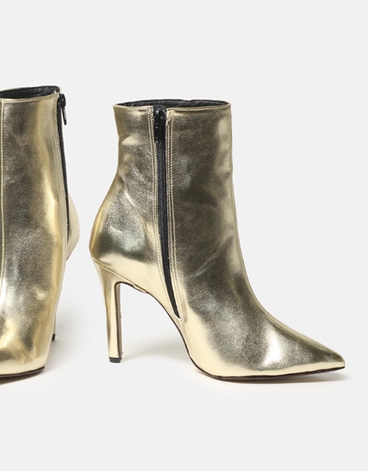 Εικόνα της Μυτερά μποτάκια Ελληνικής κατασκευής με λεπτό τακούνι Χρυσό