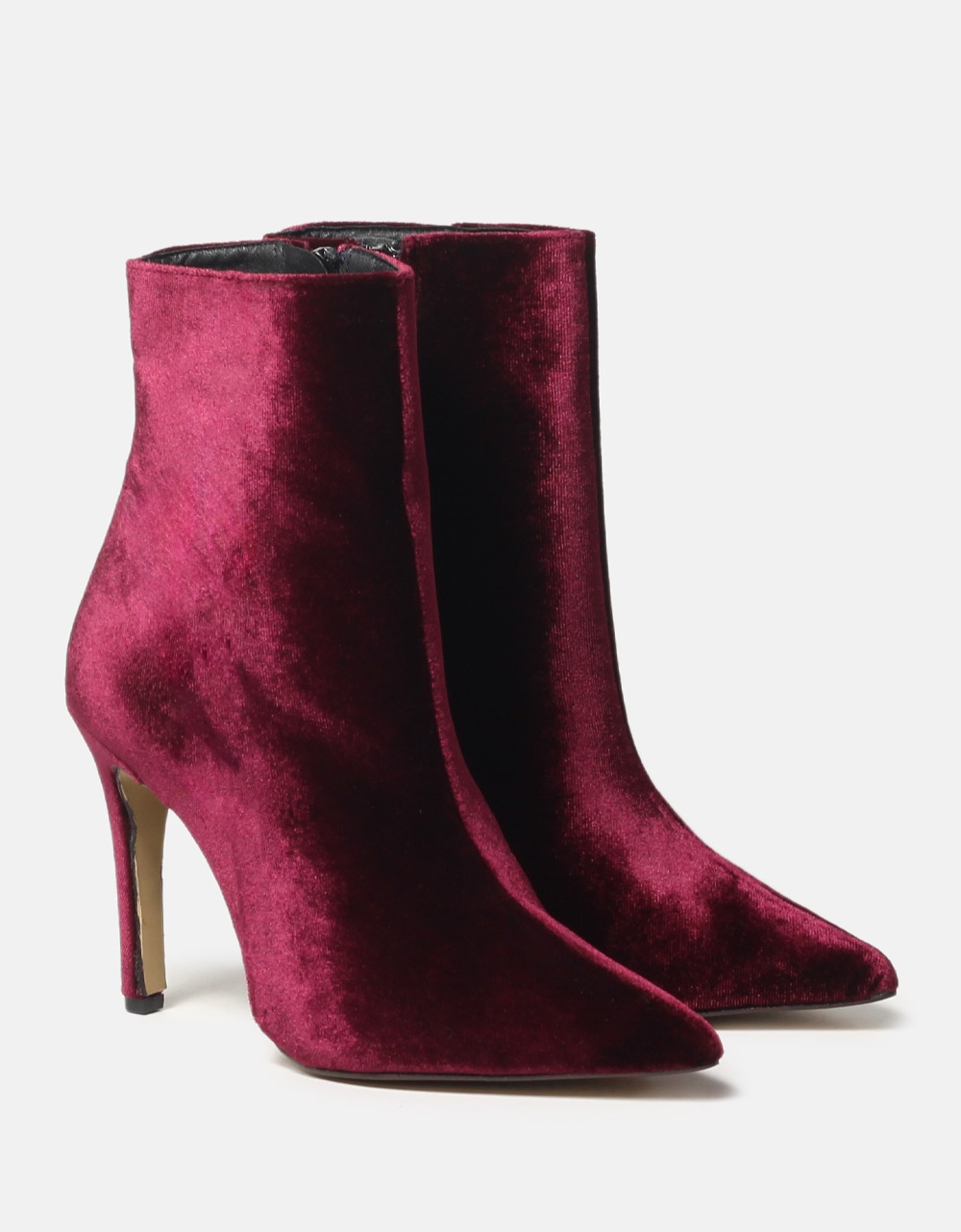 Εικόνα από Velvet μποτάκια Ελληνικής κατασκευής με λεπτό τακούνι Μπορντώ