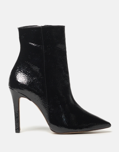 Εικόνα της Μυτερά μποτάκια λουστρίνι με λεπτό τακούνι Ελληνικής κατασκευής Μαύρο