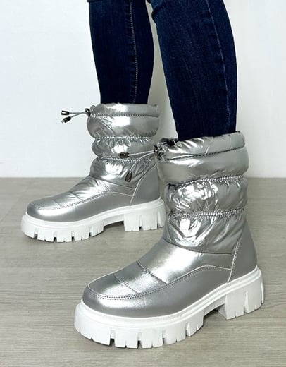 Εικόνα της Apres ski μποτάκια με τρακτερωτή σόλα Ασημί