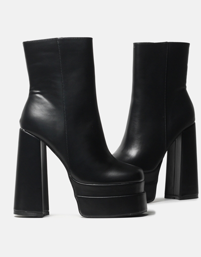 Εικόνα της Ψηλοτάκουνα μποτάκια με τετράγωνο τακούνι Μαύρο