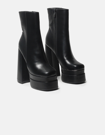 Εικόνα της Ψηλοτάκουνα μποτάκια με τετράγωνο τακούνι Μαύρο