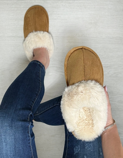 Εικόνα της Fluffy παντόφλες με οικολογική γούνα Ταμπά