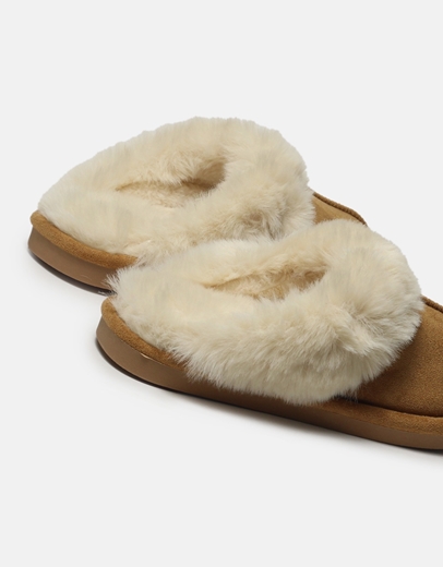 Εικόνα της Fluffy παντόφλες με οικολογική γούνα Ταμπά