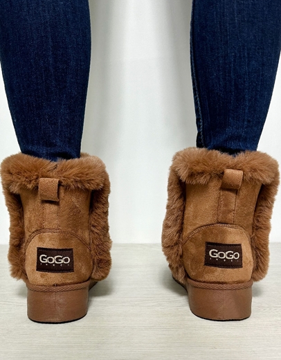 Εικόνα της Suede δίσολα μποτάκια με οικολογική γούνα Ταμπά
