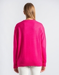 Εικόνα από Πλεκτή μονόχρωμη μπλούζα με στρογγυλή λαιμόκοψη Φούξια