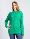 Εικόνα από Πλεκτή μονόχρωμη μπλούζα με στρογγυλή λαιμόκοψη Πράσινο