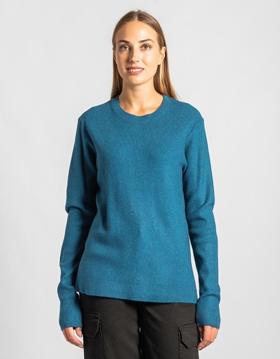 Εικόνα της Πλεκτή μονόχρωμη μπλούζα με ριπ λεπτομέρειες Μπλε