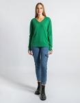 Εικόνα από Basic μονόχρωμη πλεκτή μακρυμάνικη μπλούζα Πράσινο
