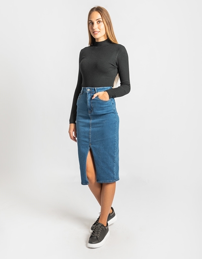 Εικόνα της Basic μονόχρωμη πλεκτή μπλούζα μακρυμάνικη Μαύρο