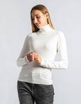 Εικόνα από Βasic πλεκτή μονόχρωμη μπλούζα με ζιβάγκο Λευκό