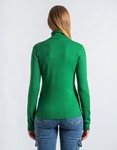 Εικόνα από Βasic πλεκτή μονόχρωμη μπλούζα με ζιβάγκο Πράσινο