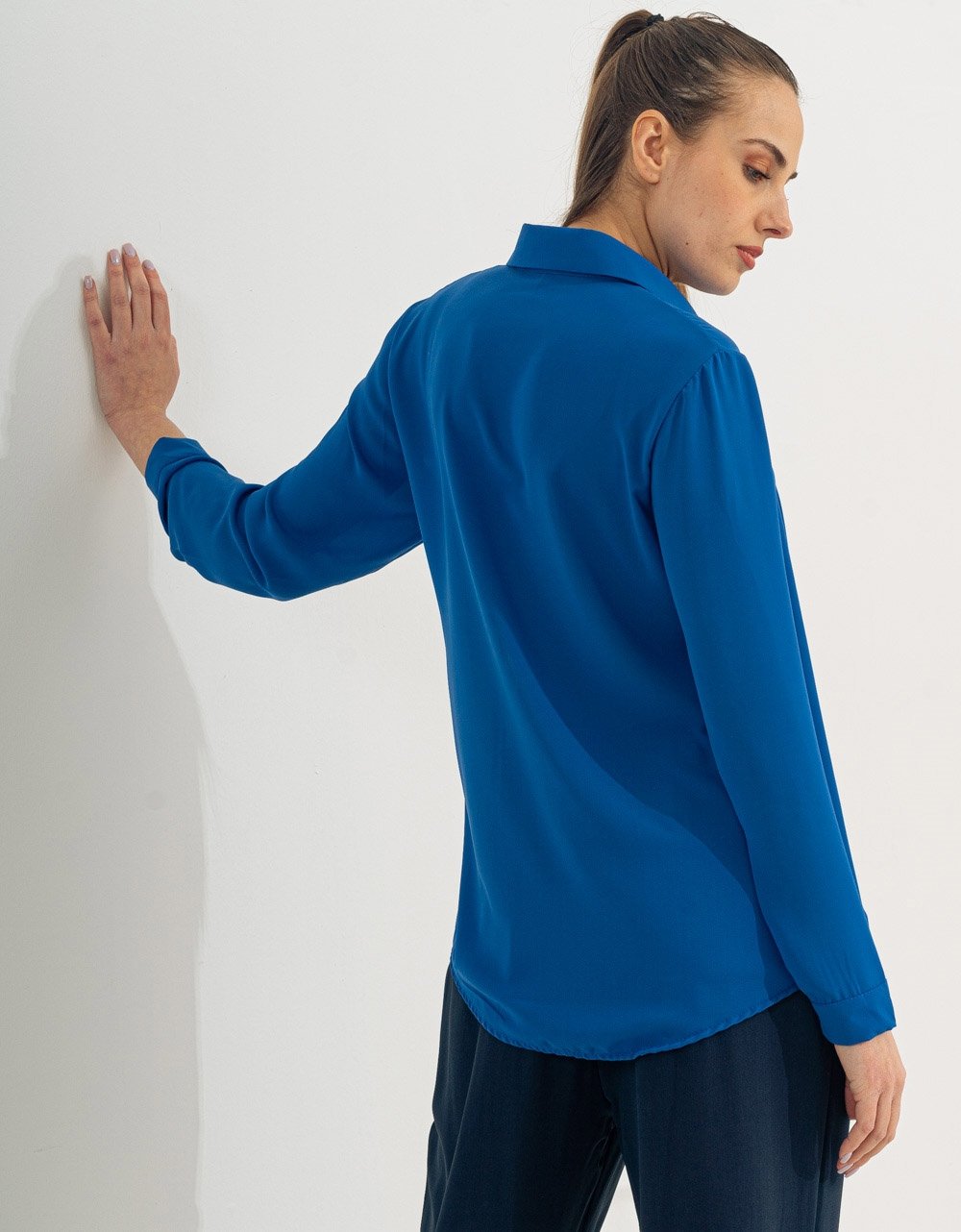 Εικόνα από Basic πουκάμισο με κρυφά κουμπιά Μπλε