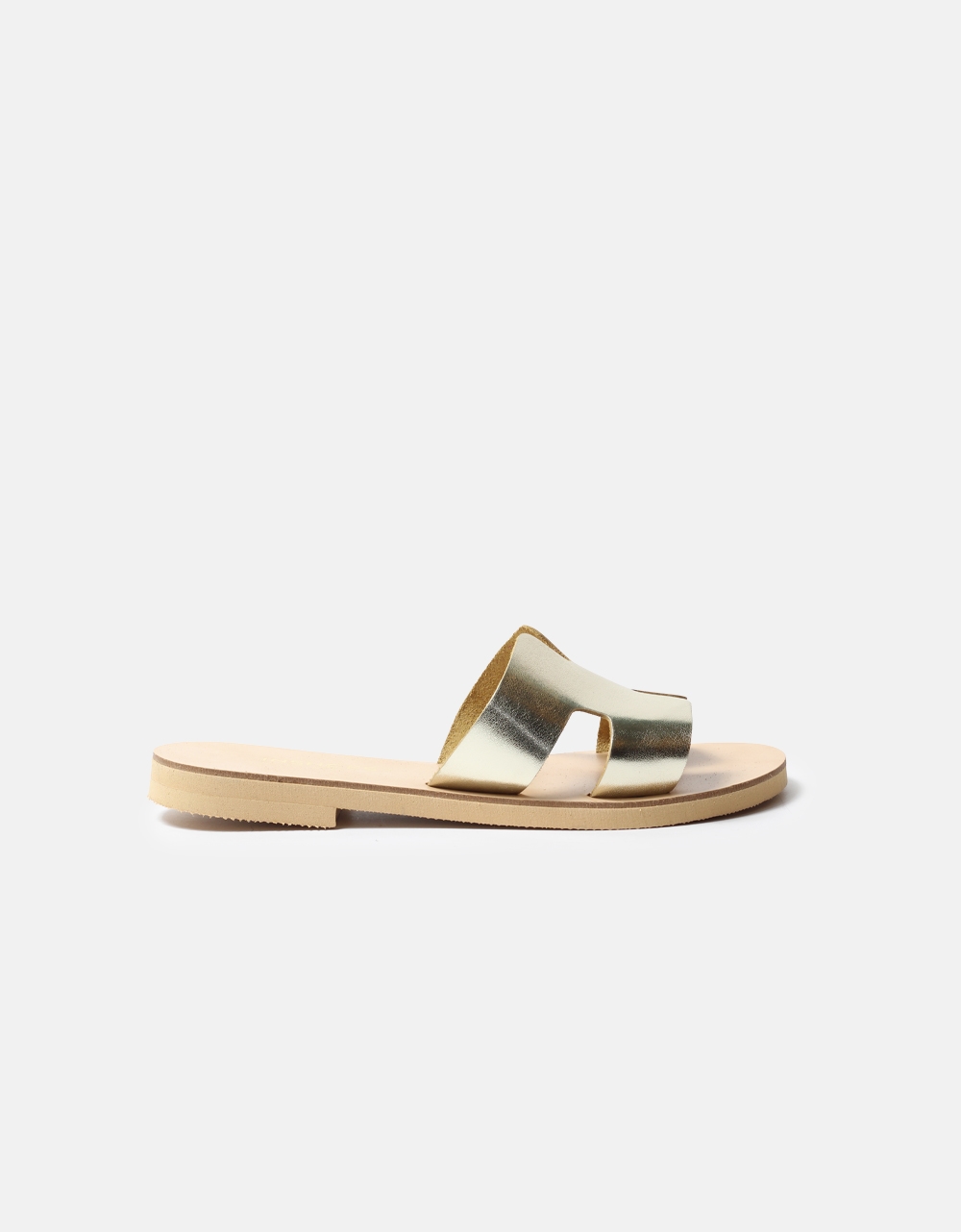 Εικόνα από Δερμάτινα σανδάλια Ελληνικής κατασκευής με φάσα και ανοίγματα Χρυσό