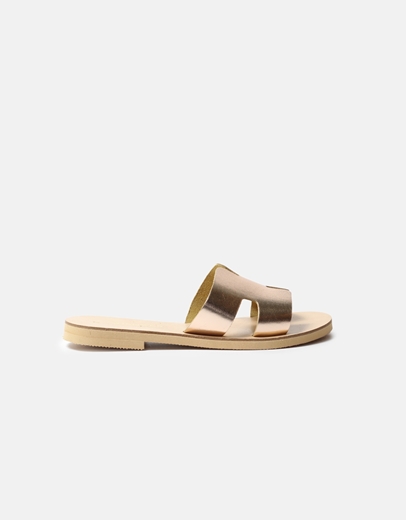 Εικόνα της Δερμάτινα σανδάλια Ελληνικής κατασκευής με φάσα και ανοίγματα Χαλκός