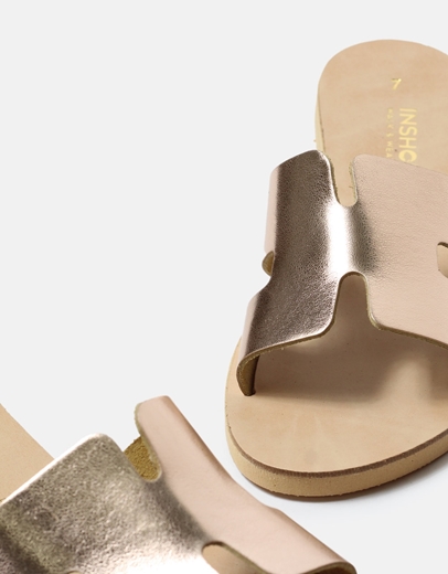 Εικόνα της Δερμάτινα σανδάλια Ελληνικής κατασκευής με φάσα και ανοίγματα Χαλκός