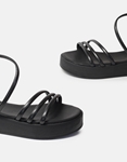 Εικόνα από Flatforms Ελληνικής κατασκευής από γνήσιο δέρμα μονόχρωμα Μαύρο