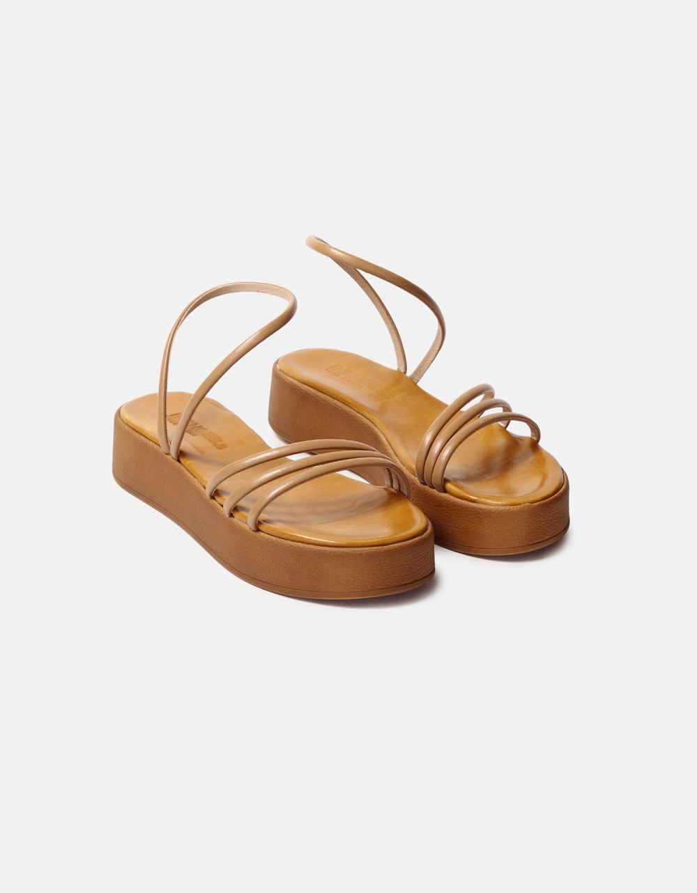 Εικόνα από Flatforms Ελληνικής κατασκευής από γνήσιο δέρμα μονόχρωμα Nude
