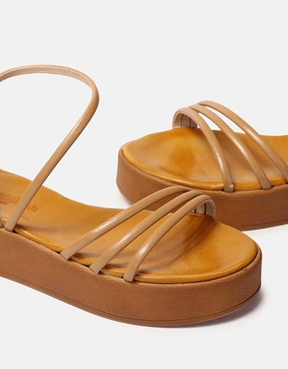 Εικόνα της Flatforms Ελληνικής κατασκευής από γνήσιο δέρμα μονόχρωμα Nude