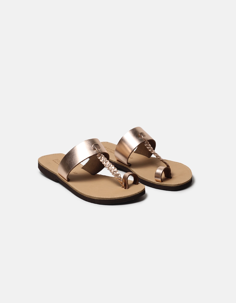 Εικόνα από Δερμάτινα σανδάλια Ελληνικής κατασκευή με σχέδιο πλέξης Χαλκός