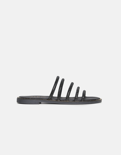 Εικόνα της Δερμάτινα σανδάλια Ελληνικής κατασκευής με παράλληλα λουριά Μαύρο