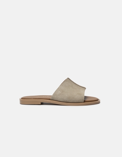 Εικόνα της Δερμάτινα σανδάλια Ελληνικής κατασκευής με φαρδιά φάσα Μπεζ