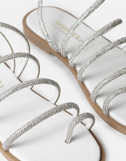 Εικόνα της Δερμάτινα σανδάλια Ελληνικής κατασκευής με λουράκια Λευκό