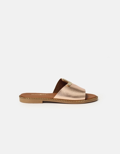 Εικόνα της Δερμάτινα σανδάλια Ελληνικής κατασκευής με ασύμμετρο σχέδιο Χαλκός