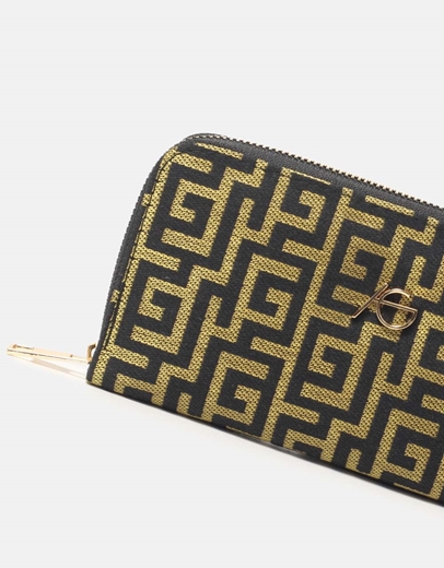 Εικόνα της Χειροποίητο πορτοφόλι με μαίανδρο και φερμουάρ Χρυσό