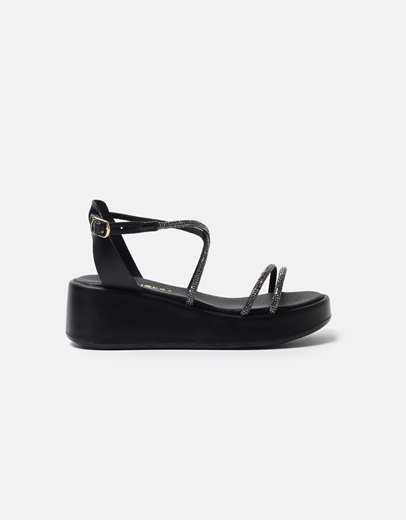 Εικόνα της Flatforms μονόχρωμα Ελληνικής κατασκευής από γνήσιο δέρμα Μαύρο