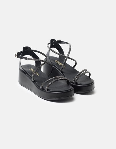 Εικόνα της Flatforms μονόχρωμα Ελληνικής κατασκευής από γνήσιο δέρμα Μαύρο