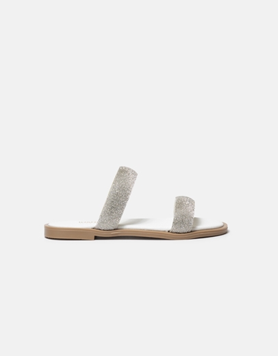 Εικόνα της Σανδάλια Ελληνικής κατασκευής με λουράκια από strass Λευκό