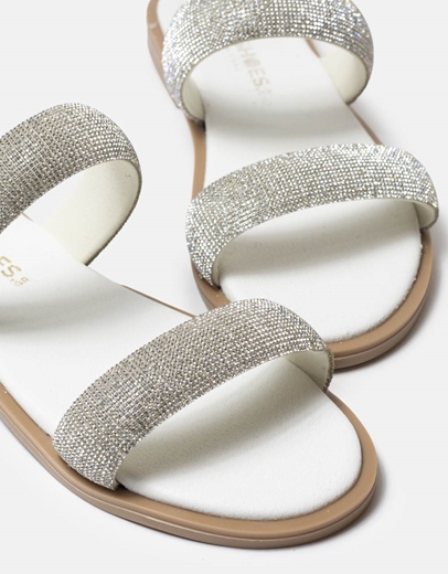Εικόνα της Σανδάλια Ελληνικής κατασκευής με λουράκια από strass Λευκό