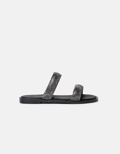 Εικόνα της Σανδάλια Ελληνικής κατασκευής με λουράκια από strass Μαύρο