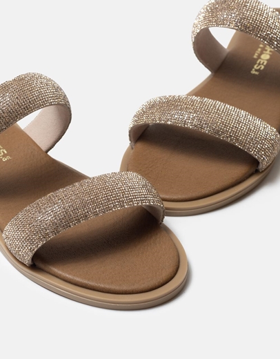 Εικόνα της Σανδάλια Ελληνικής κατασκευής με λουράκια από strass Χαλκός