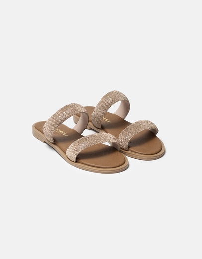 Εικόνα της Σανδάλια Ελληνικής κατασκευής με λουράκια από strass Χαλκός