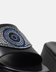 Εικόνα από Δερμάτινα σανδάλια flatforms με σχέδιο μάτι Μαύρο