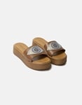 Εικόνα από Δερμάτινα flatforms Ελληνικής κατασκευήςμε σχέδιο μάτι Ταμπά