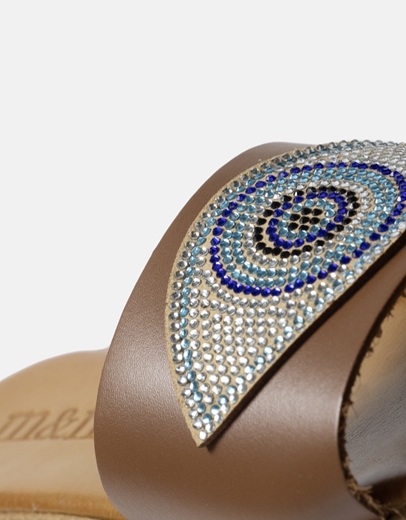 Εικόνα της Δερμάτινα flatforms Ελληνικής κατασκευήςμε σχέδιο μάτι Ταμπά