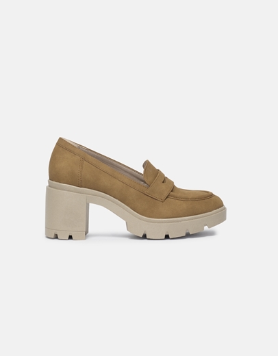 Εικόνα της Suede μονόχρωμα loafers με τετράγωνο τακούνι Ταμπά