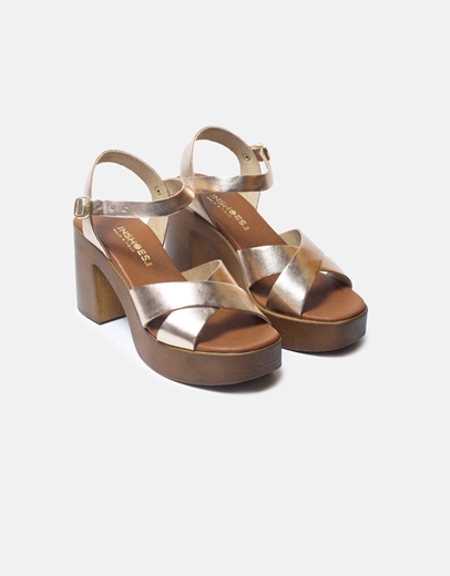 Εικόνα της Πέδιλα δερμάτινα Ελληνικής κατασκευής με χιαστί σχέδιο Χαλκός