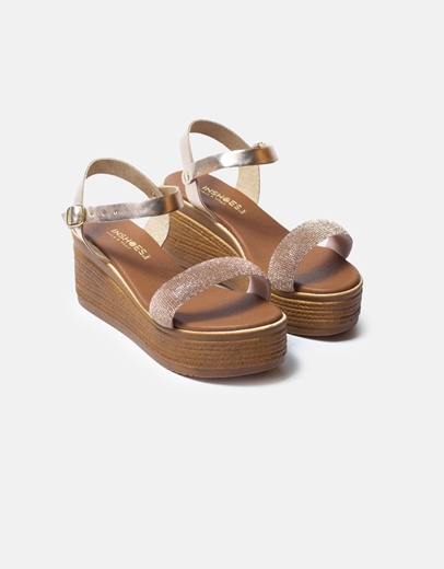 Εικόνα της Πλατφόρμες από γνήσιο δέρμα με μπαρέτα Ελληνικής κατασκευής Χαλκός