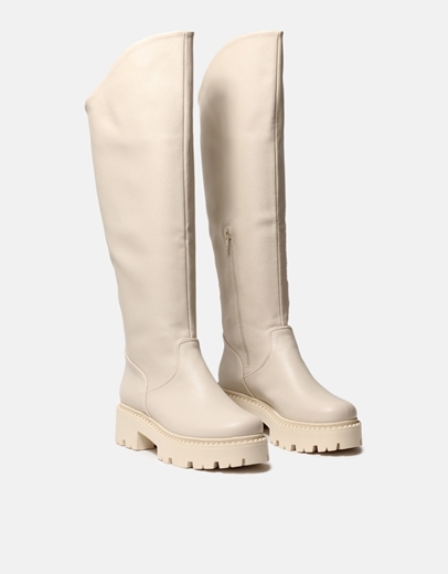 Εικόνα της Μπότες μονόχρωμες με ασύμμετρο σχέδιο Εκρού