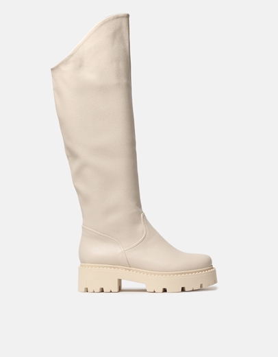 Εικόνα της Μπότες μονόχρωμες με ασύμμετρο σχέδιο Εκρού