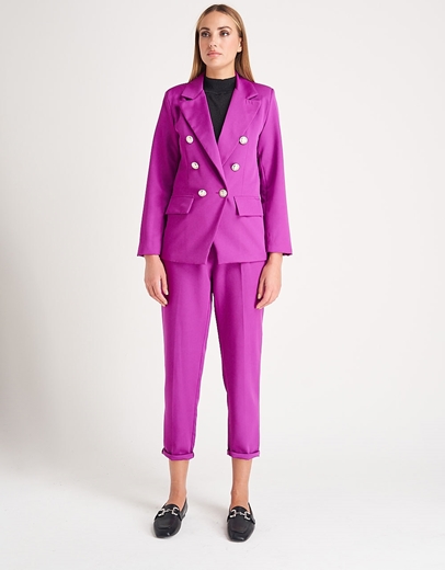 Εικόνα της Μονόχρωμο παντελόνι με πιέτα και ζώνη Ματζέντα